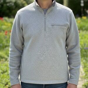 Ferruche New York City Mens Quarter Zip Fleece Pullover Gray Heather 3461